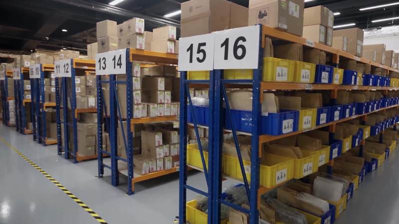 Galaxy warehouse aisles and storage racks